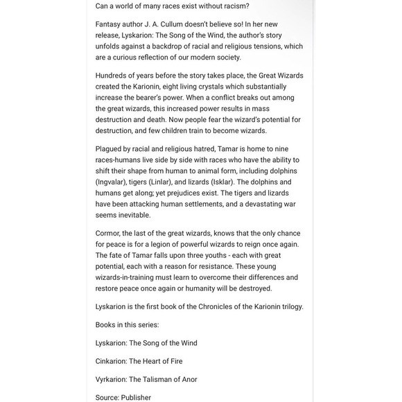 Lyskarion: The Song Of The Wind (Book One In The Karionin Chronicles Trilogy) - Picture 3 of 3